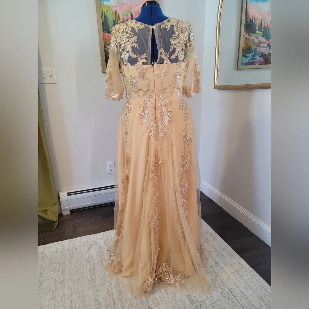 Elegant Cream Lace Mother of the Bride Dress - Picture 2 of 4